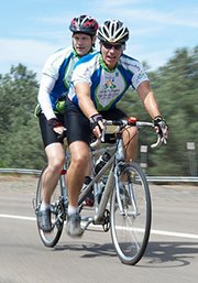 Image of Bonnici Law Group and blind cycling partner during the 200 mile 2010 “Cycling For Sight” San Diego fundraising tour