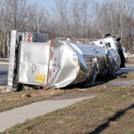 Photo of an overturned semi